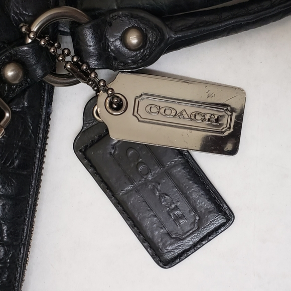 COACH - ASHLEY BLACK CROC EMBOSSED LEATHER SATCHEL - Picture 9 of 13